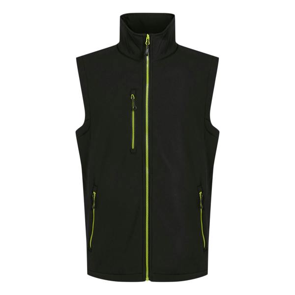 Regatta Professional Mens Softshell 2 Layer Body Warmer - Black/Lime Green - 