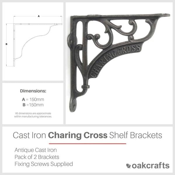 Pair of Antique Cast Iron Victorian Style 'Charing Cross' Shelf Brackets 