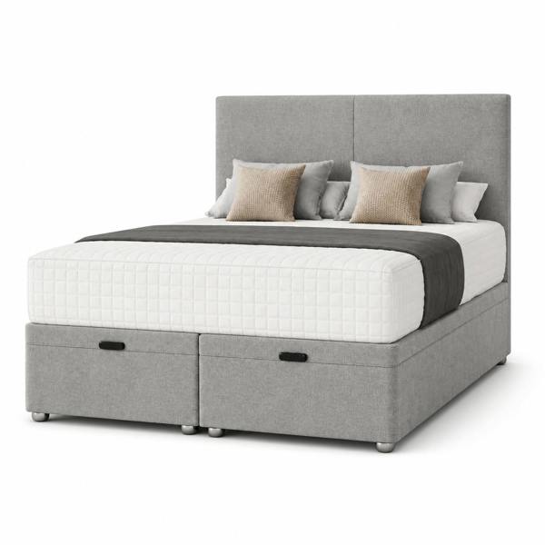 Great British Beds Plain Divan Ottoman Bed - Silver Plush