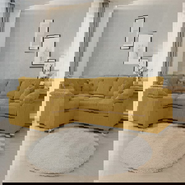 Furnishings For Less Delta Full Jumbo Cord 4 Seater Corner Sofa