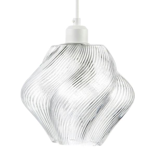 Modern Clear Twisted Glass Pendant Light Shade with Etched Grooves Image 4