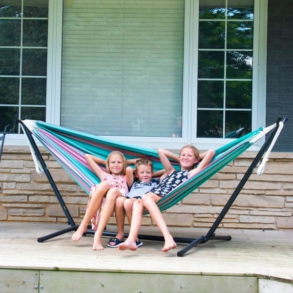 Vivere Double Cotton Hammock with Stand (280cm) - Watermelon