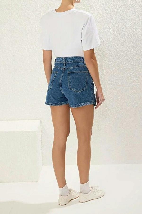 WOVCOR Denim Short Skirt with Slit