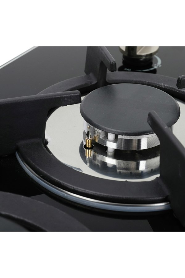 Living and Home 2-Burner Gas Stove Cooktop LPG Hob with Glass Top & Cast Iron Pan Stands（51 x 30 cm）