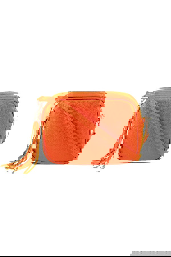 Kitise Tassel Charm Genuine Italian Leather Camera Handbag Crossbody Bag