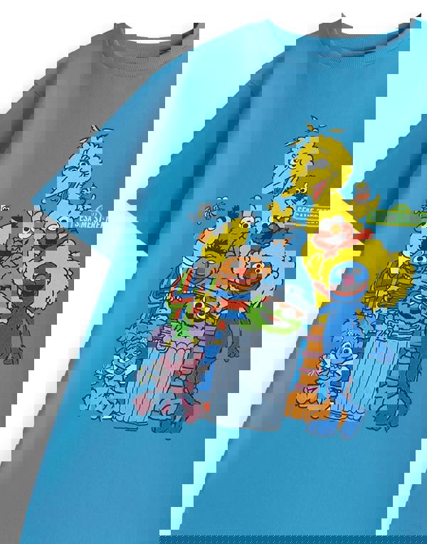 Sesame Street Unisex Kids Blue Group Short Sleeved T-Shirt