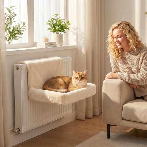 PawHut Cat Radiator Bed with Foldable Metal Frame, Removable Washable Cover