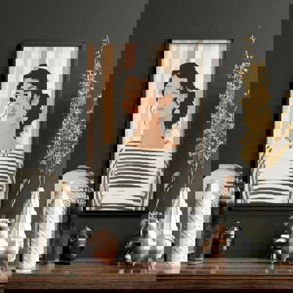 Framed Pictures For The Living Room | Set of 3 Boho Women Wall art Prints