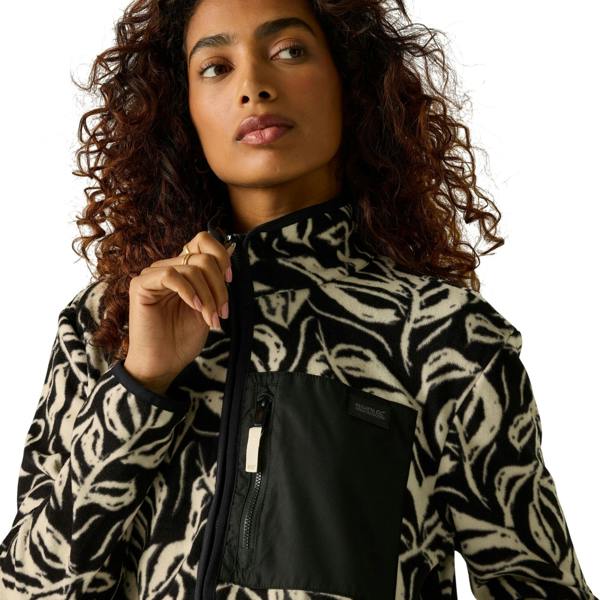 Regatta Womens/Ladies Frankie Leaf Print Full Zip Fleece Jacket - Black/White - 