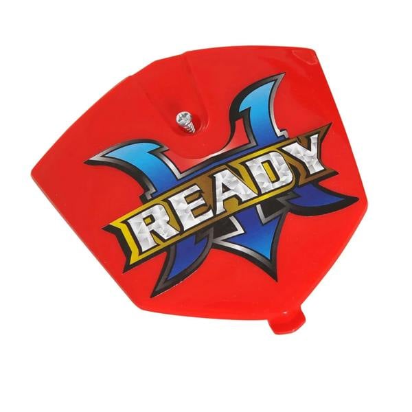 Red READY emblem panel with blue and yellow graphic for quad bike