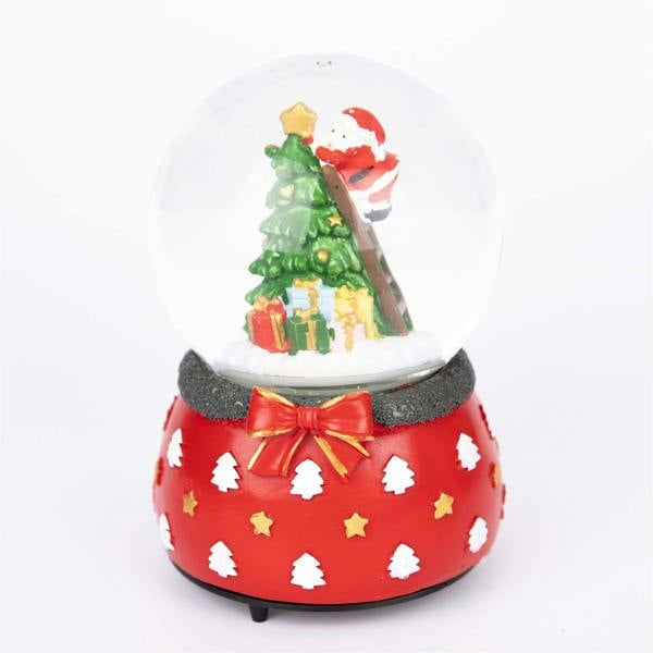 15cm Musical Christmas Snow Globe with Santa on Tree Scene and Resin Base image 7