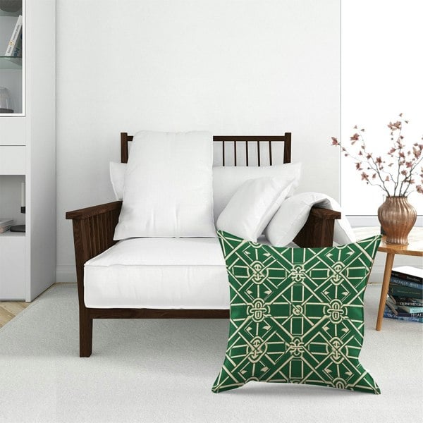 Warren Reed Green Lattice Design Floor Cushion