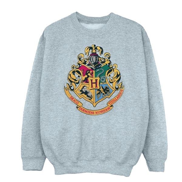 Harry Potter Girls Hogwarts Crest Gold Ink Sweatshirt - Sports Grey