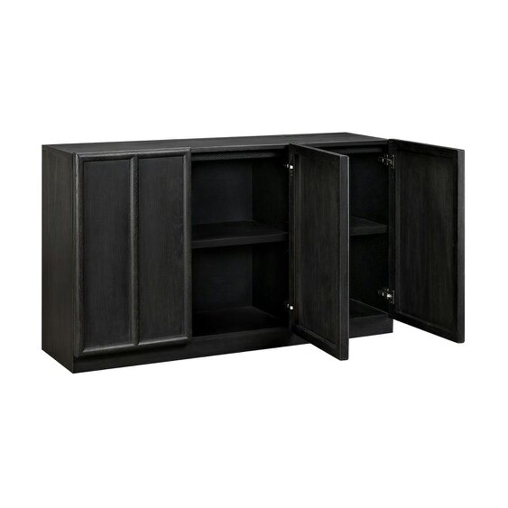 Wyld Haus Dali Black Wood 3 Panelled Door Sideboard