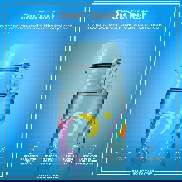 ION8 Leak Proof Slim Water Bottle, Recyclon, Blue Unicorns, 500ml (18oz)