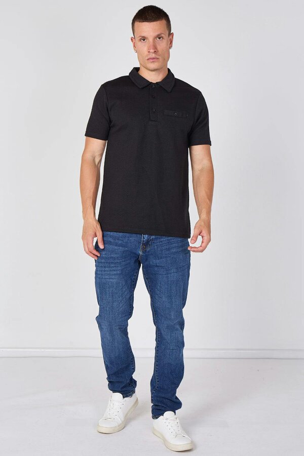 Textured Short Sleeve Polo Shirt