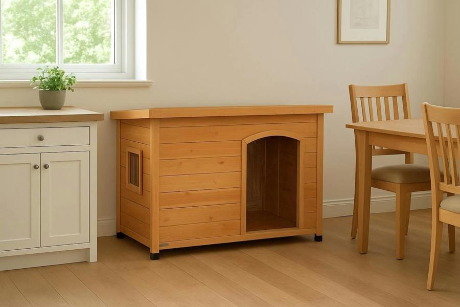 Samuel Alexander Large Wooden Indoor Dog House & Pet Den with Window
