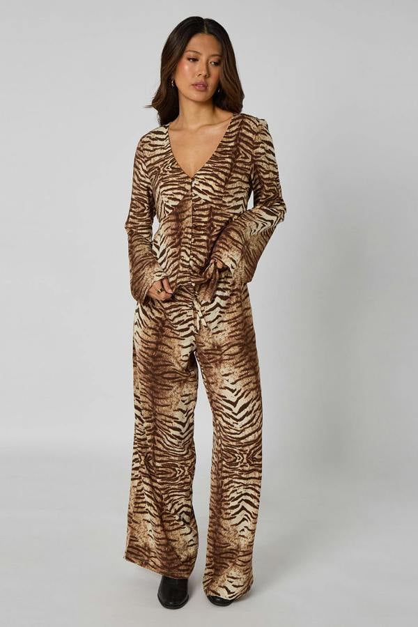 Urban Bliss Zebra Button Front Top