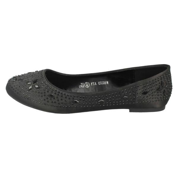 Spot On Ladies Spot On Flat Diamante Ballerinas