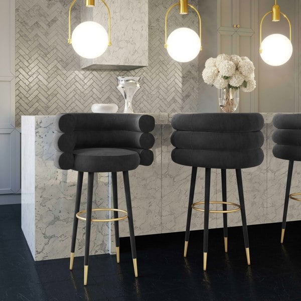 Furniture Edit Betty Black Velvet Counter Stool