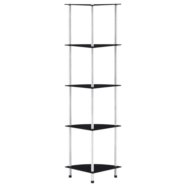 Berkfield 5-Tier Shelf Black 30x30x130 cm Tempered Glass