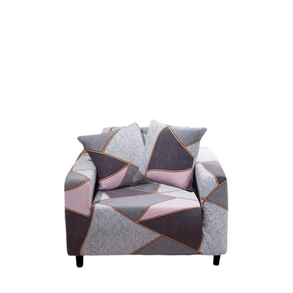 Anyhouz Anyseat Sofa Cover Gray Pink Geometric Style 1 Seater