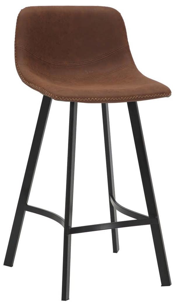 Lamboro Antico Fixed Height Bar Stool 66cm with Faux Leather Seat & Metal Legs