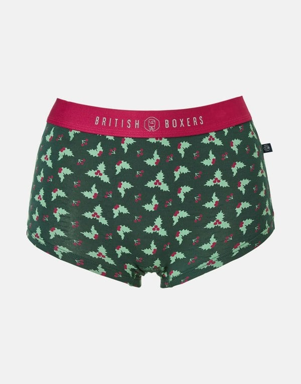 British Boxers Multipack! 4 Pairs of Women's Bamboo Hipster Boxer Briefs – Forest Berry