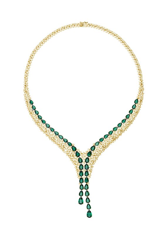 Latelita Baroness Statement Necklace Emerald Gold
