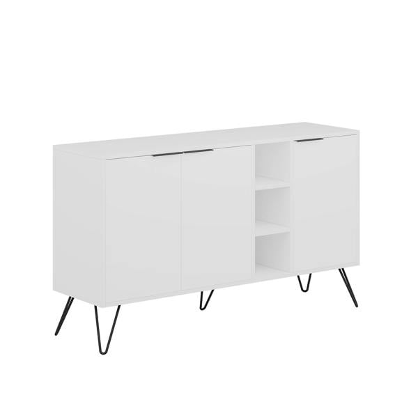 Decortie Clara Sideboard Cabinet Modern Storage Shelves Hairpin Legs 142cm
