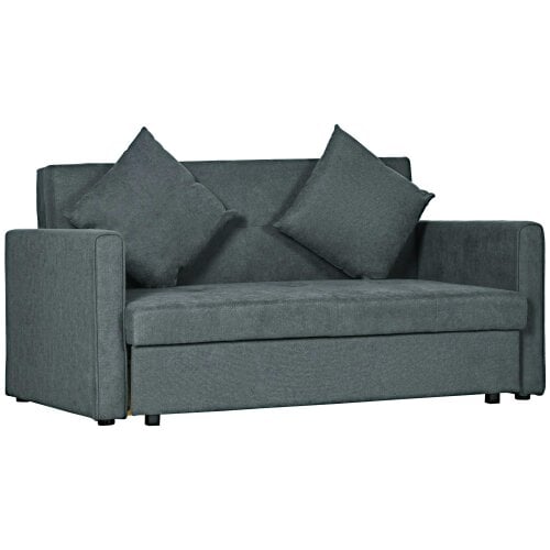 Wyld Haus Takala Nele Snow Flannel Dark Grey 2 Seater Sofa Bed With Hidden Storage And Cushions