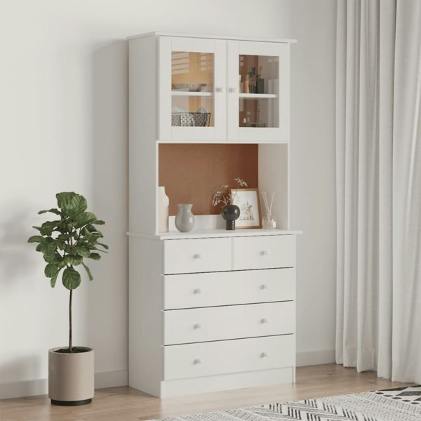 Berkfield Highboard ALTA White 77x35x165 cm Solid Wood Pine