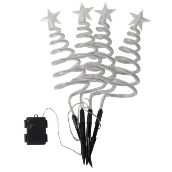 Samuel Alexander Set of 4 Battery Operated LED Cool White Spiral Tree Path Lights Christmas Decoration with Timer