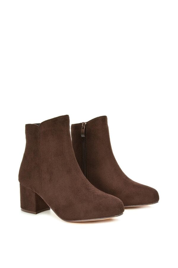 XY LONDON Mid Block Heel Zip Up Ankle Boots