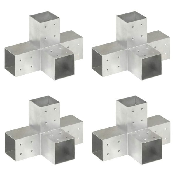 Berkfield Post Connectors 4 pcs X Shape Galvanised Metal 81x81 mm