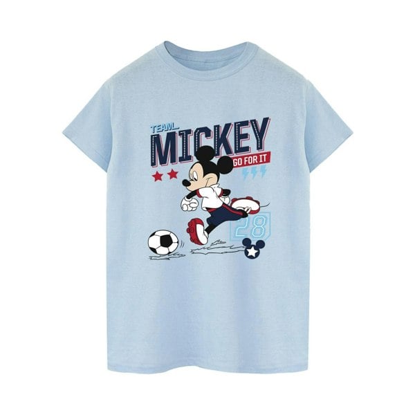 Disney Womens/Ladies Mickey Mouse Team Mickey Football Cotton Boyfriend T-Shirt - Baby Blue
