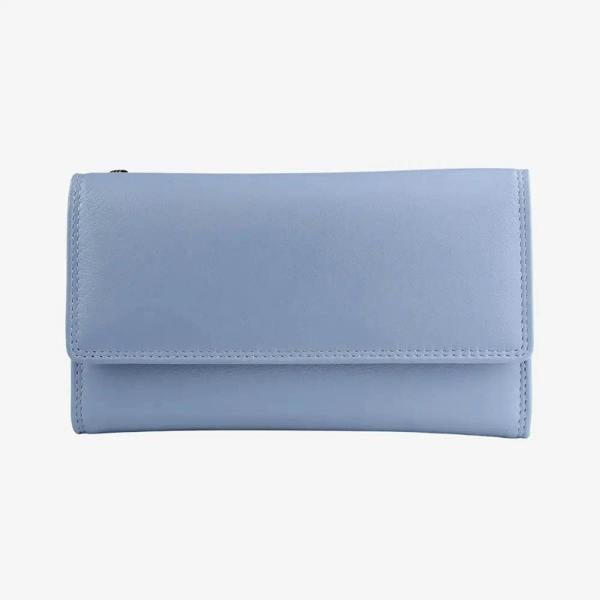 Front view of Blue wallet on a white background