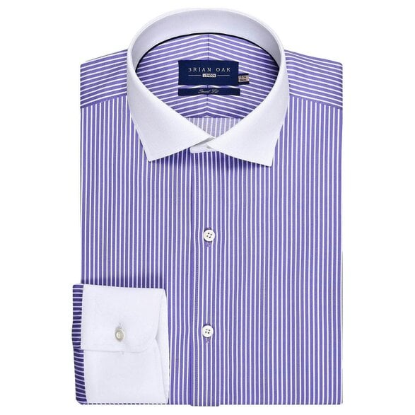 Brian Oak Men's Violet Stripe Shirt with Contrast Collar