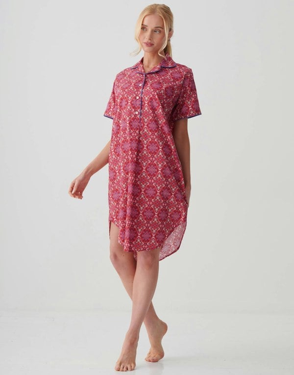 British Boxers Women's Crisp Cotton Short Sleeve Nightshirt – Byzantine Paisley