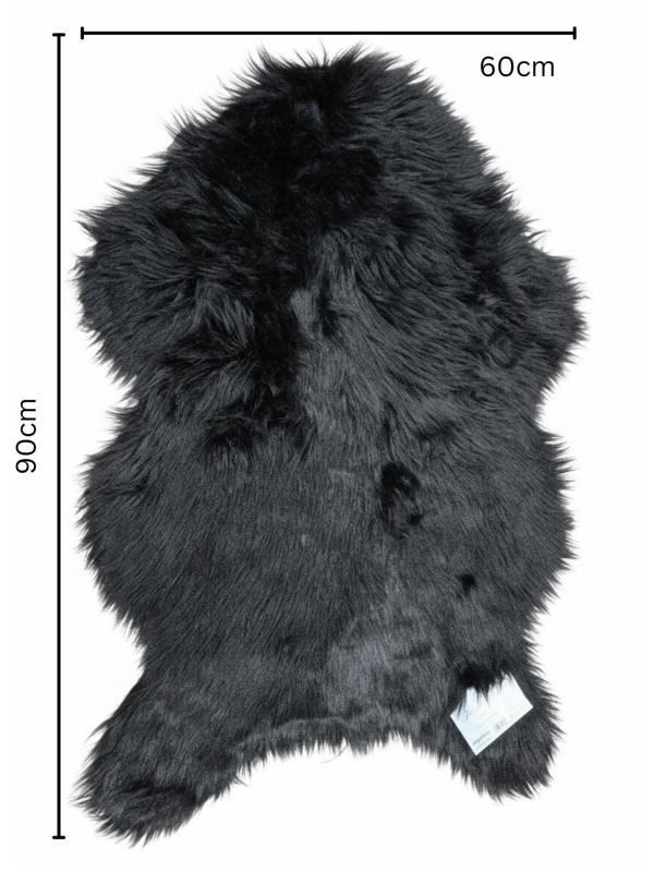 Faux Rabbit Fur Rug Black 60x90cm