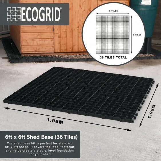 EcoGrid Shed Base Kits - Garden Shed Base with Weed Membrane - 6ft x 6ft