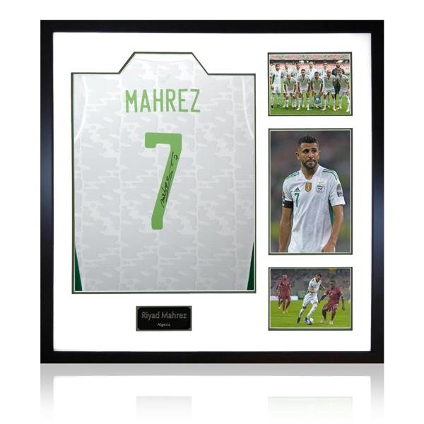Riyad Mahrez Signed Algeria Shirt Elite Frame