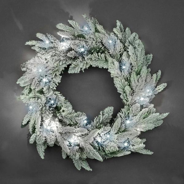 2m Prelit Lapland Fir Christmas Garland with 50 White LEDs, Snow Flock Finish, PVC image 6