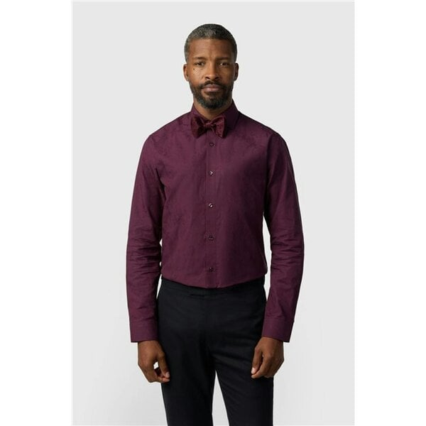 Alexandre Silver Alexandre Tailored Fit Burgundy Floral Jacquard Shirt