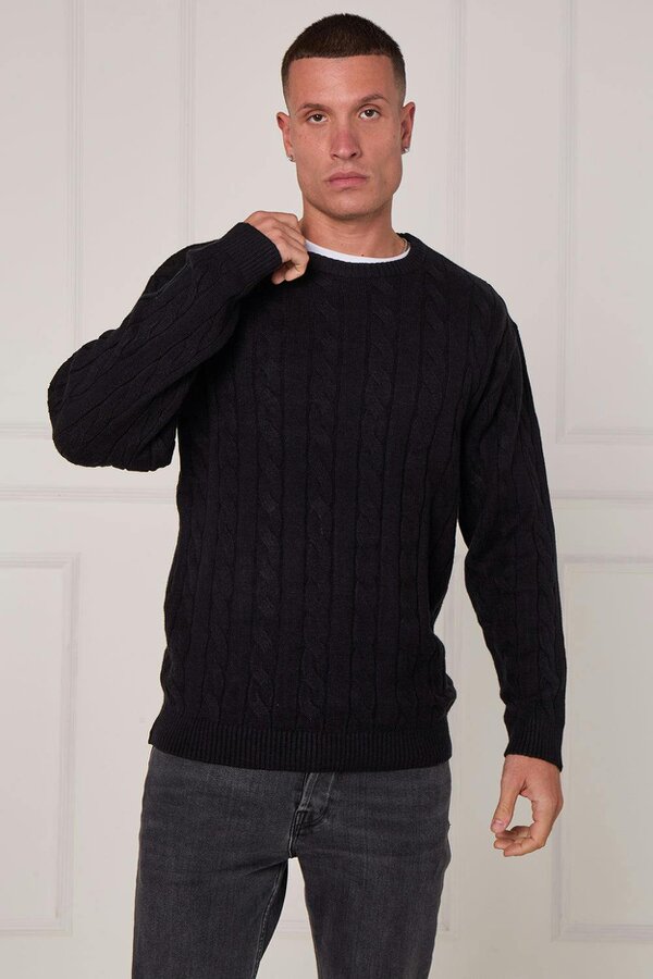 Classic Cable Knit Jumper - Black