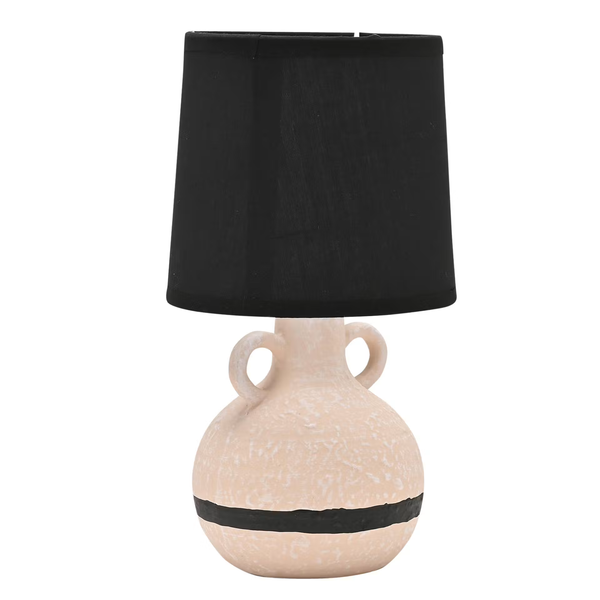 Hestia Cream & Black Vase Lamp - Small