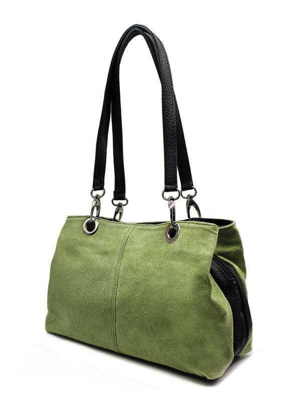 Kitise Real Italian Suede Vivid Colours Small 3 Compartments Tote Bag Stylish Shoulder Handbag