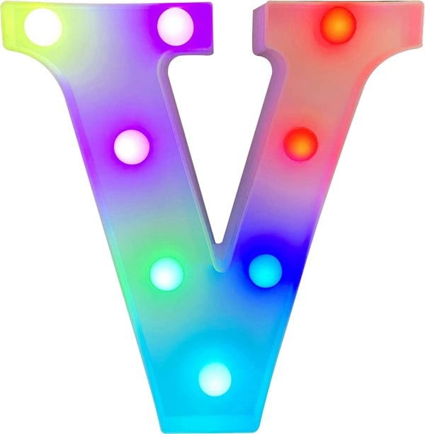 St Helens Battery Operated RGB Letter   With Remote Control Letter V