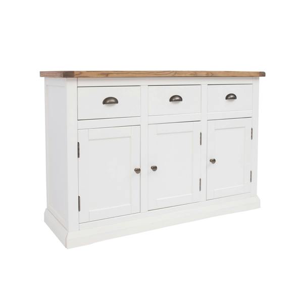 Cabinet Bits Cosenza Off White 3 Drawer 3 Door Sideboard Brass Cup Handle