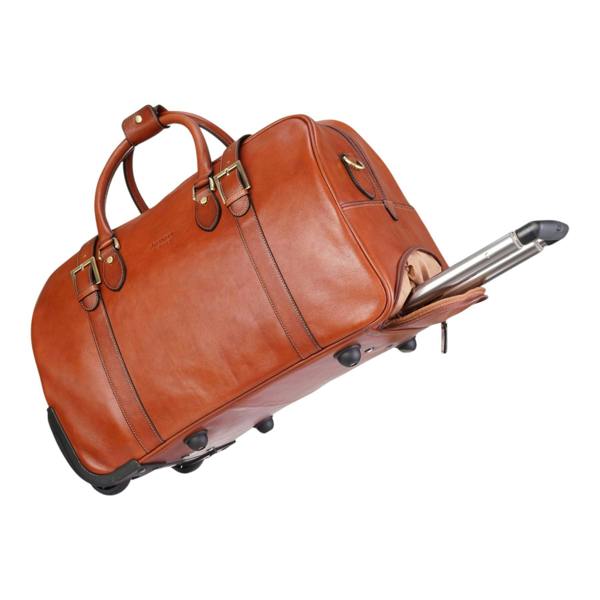 Infinity Leather Genuine Leather Wheeled Holdall Duffle Travel Cabin Bag - Holt